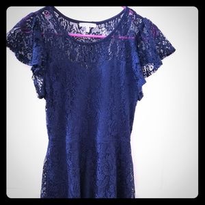 Lace blue mid length dress